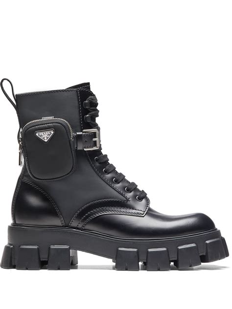 prada black boots chunky|Prada ankle pouch combat boots.